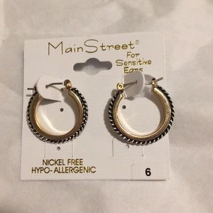 Gold black braided Hoops